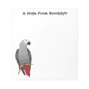 African grey parrot cartoon illustration  notitieblok