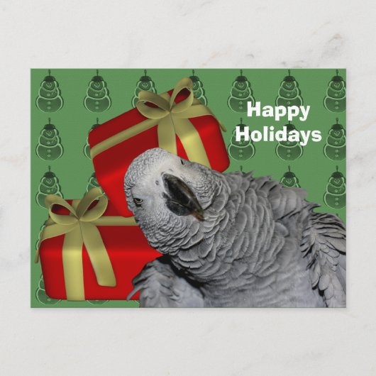 African Grey Parrot Christmas Holiday Briefkaart (Voorkant)