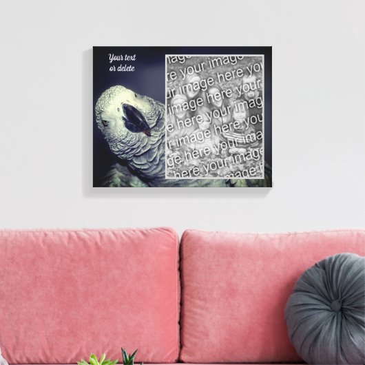African Grey Parrot Creëer Uw eigen foto Canvas Afdruk (Insitu (Woonkamer))
