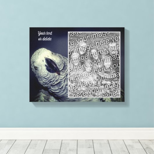 African Grey Parrot Creëer Uw eigen foto Canvas Afdruk (Insitu (Houten vloer))