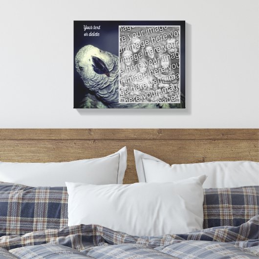 African Grey Parrot Creëer Uw eigen foto Canvas Afdruk (Insitu (Slaapkamer))