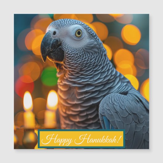 African Grey Parrot Hanukkah Card  (Voorkant)