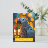 African Grey Parrot Hanukkah Card  Briefkaart (Staand voorkant)