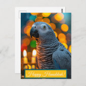 African Grey Parrot Hanukkah Card  Briefkaart (Voorkant / Achterkant)