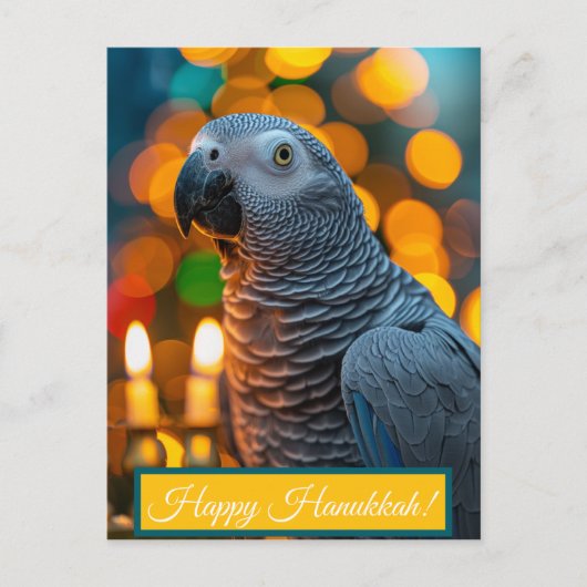 African Grey Parrot Hanukkah Card  Briefkaart (Voorkant)