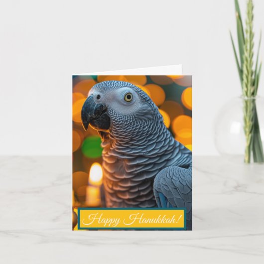 African Grey Parrot Hanukkah Card  Feestdagen Kaart (Voorkant)
