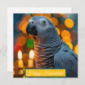 African Grey Parrot Hanukkah Card  Feestdagenkaart (Voorkant / Achterkant)
