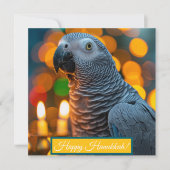 African Grey Parrot Hanukkah Card  Feestdagenkaart (Voorkant)