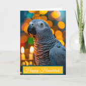 African Grey Parrot Hanukkah Card  Kaart (Voorkant)