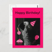 African Grey Parrot Happy Birthday Briefkaart (Voorkant / Achterkant)