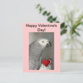 African Grey Parrot Happy Valentine's Day Briefkaa Feestdagenkaart (Staand voorkant)