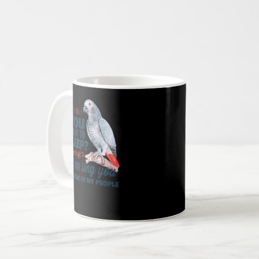 African grey parrot koffiemok (Voorkant links)