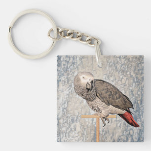 African Grey Parrot op een sleutelhanger