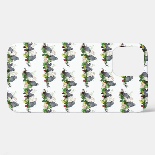 African Grey Parrot Party iPhone 12 Hoesje (Achterkant (horizontaal))