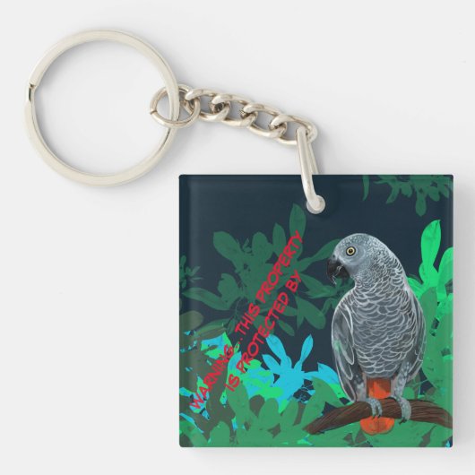 African grey parrot sleutelhanger (voorkant)