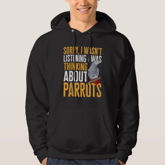 African Grey Parrot Thinking About Parrots Hoodie (Voorkant)