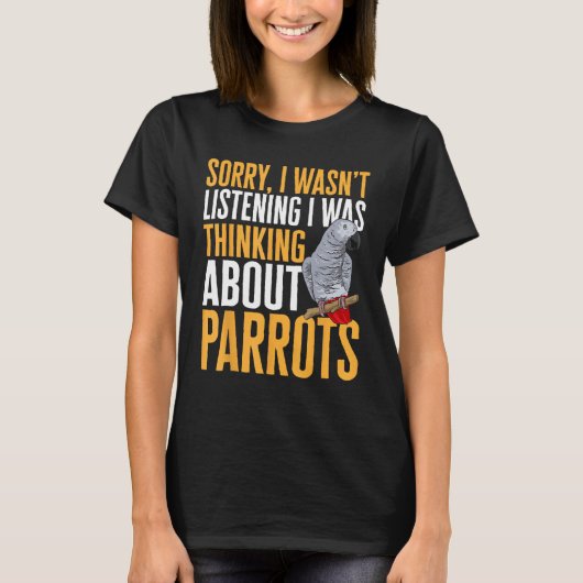 African Grey Parrot Thinking About Parrots T-shirt (Voorkant)