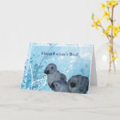 African Grey Parrot Vaderdag Kaart (Gele Bloem)