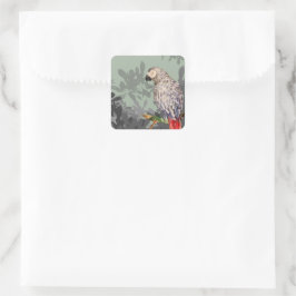 African grey parrot vierkante sticker