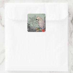 African grey parrot vierkante sticker