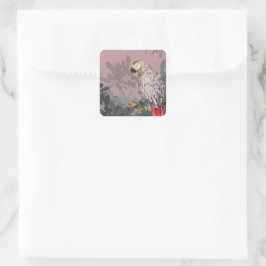African grey parrot vierkante sticker