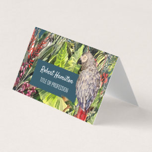 African Grey Parrot waterverf schilderij Visitekaartje