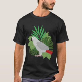 African Grey Parrot with leaves  T-shirt