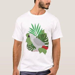 African Grey Parrot with leaves  T-shirt