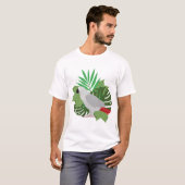 African Grey Parrot with leaves  T-shirt (Voorkant volledig)