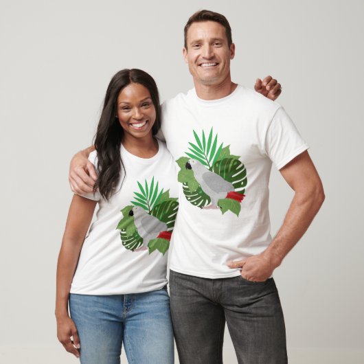 African Grey Parrot with leaves  T-shirt (Unisex)