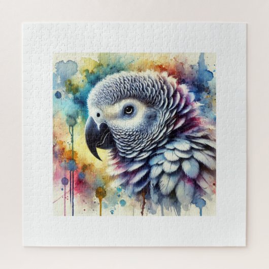 African Grey Parrot Yaco 060824AREF144 - Watercolo Legpuzzel (Verticaal)