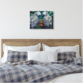 African Grey Parrots Persimmon-Berry Duet Canvas Afdruk (Insitu (Slaapkamer))