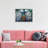 African Grey Parrots Persimmon-Berry Duet Canvas Afdruk (Insitu (Woonkamer))