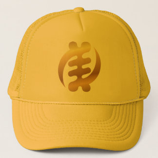 African Gye Nyame Shiny Gold Adinkra Symbol Gold Trucker Pet