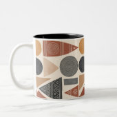 African Inspired Geometric Mug, Boho Mudcloth Patt Tweekleurige Koffiemok (Links)
