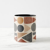African Inspired Geometric Mug, Boho Mudcloth Patt Tweekleurige Koffiemok (Center)