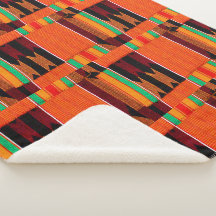 African Kenta Cloth Print Sherpa Blanket