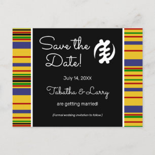 African Kente AK01 Stripes Save the Date Briefkaar Briefkaart
