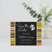 African Kente AK01 Stripes Save the Date Briefkaar Briefkaart (Staand voorkant)