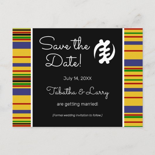 African Kente AK01 Stripes Save the Date Briefkaar Briefkaart (Voorkant)