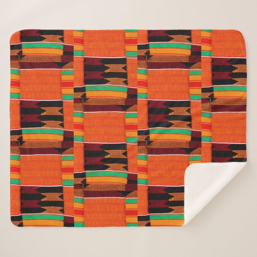 African Kente Cloth Sherpa Deken (Voorkant (horizontaal))