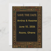African Kente Gold Wedding Save the Date Kaart (Voorkant)
