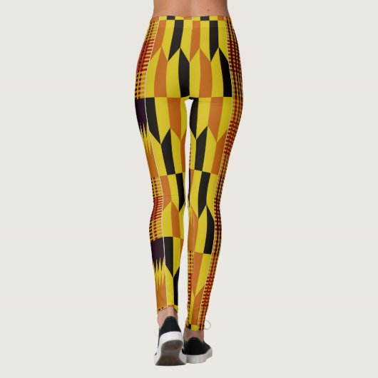 African Kente Pattern Ceremonial Textile Leggings (Achterkant)