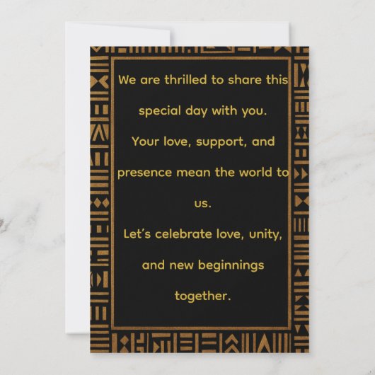 African Kente Wedding Invitation Kaart (Achterkant)