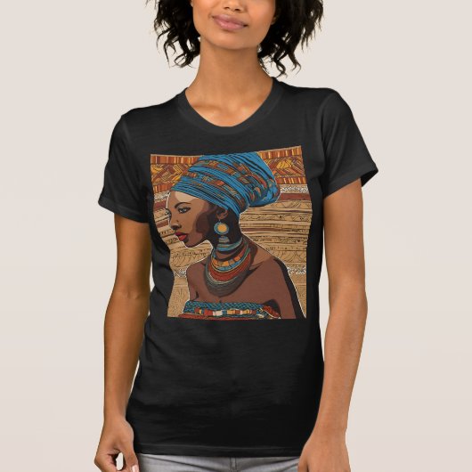 African Lady Portrait T-Shirt - Traditioneel Triba (Voorkant)