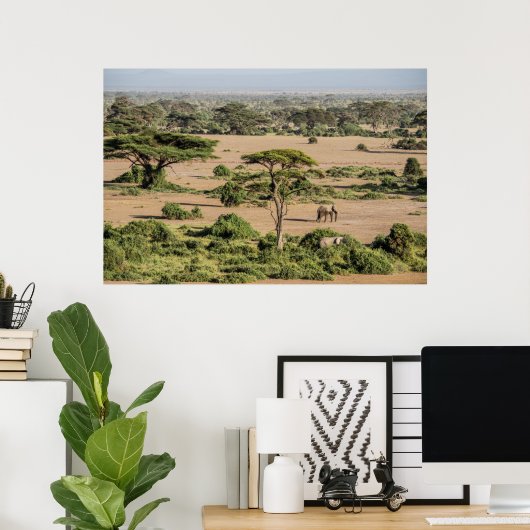 African Landscape with Elephant Poster (Thuiskantoor)