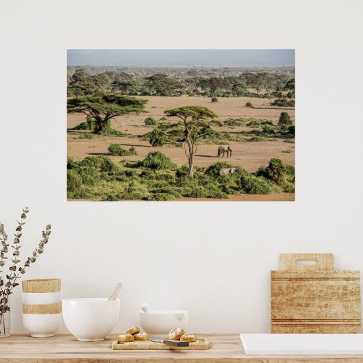African Landscape with Elephant Poster (Keuken)