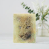 African Leopard Wildlife Waterverf Briefkaart (Staand voorkant)