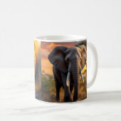 African Lion and Elephant Wildlife Mug Koffiemok (Voorkant rechts)