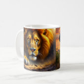 African Lion and Elephant Wildlife Mug Koffiemok (Voorkant links)